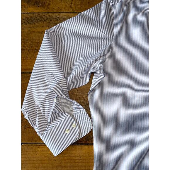 Mens BOSS Hugo Boss White Striped Long Sleeve Button‎ Down Dress Shirt 16 32/33 - Picture 6 of 9